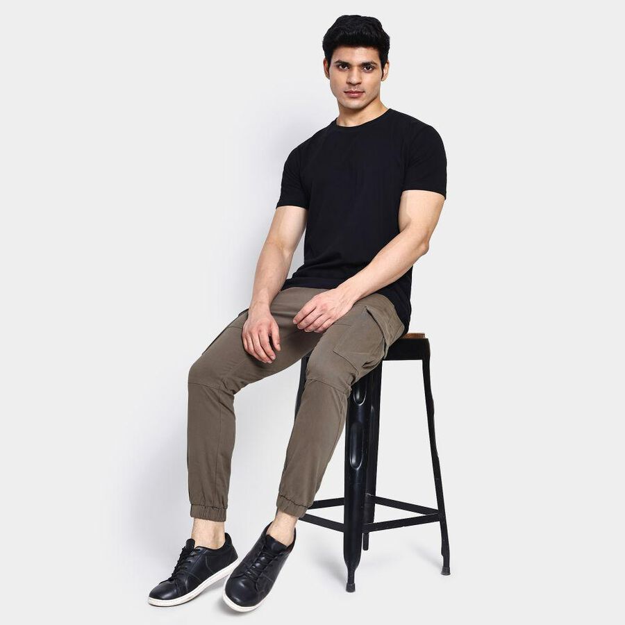 Men's Slim Fit Casual Trousers , Olive, large image number null